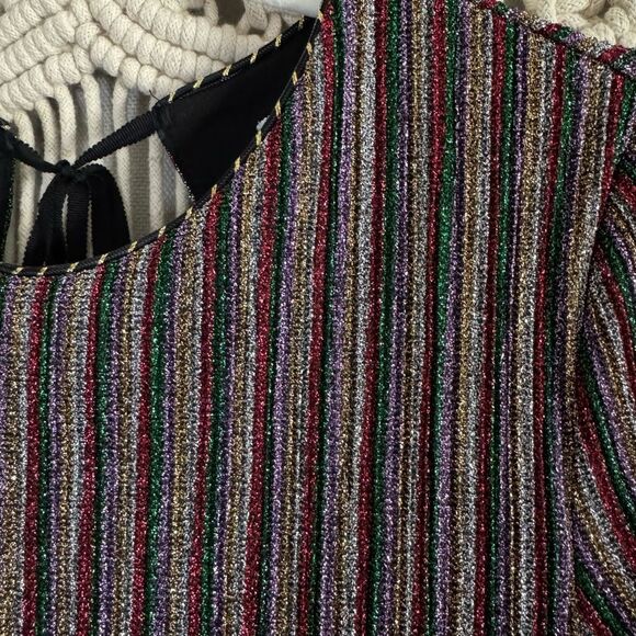 Kimchi Blue Multi-Color Striped Metallic Melody Mini Dress - Size M - Picture 3 of 5